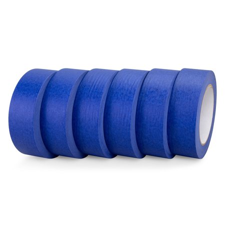 Idl Packaging 1 1/2in x 60 yd Painters Blue Masking Tape, Natural Rubber Strong Adhesive, Sharp Line, 6PK 6x-46705